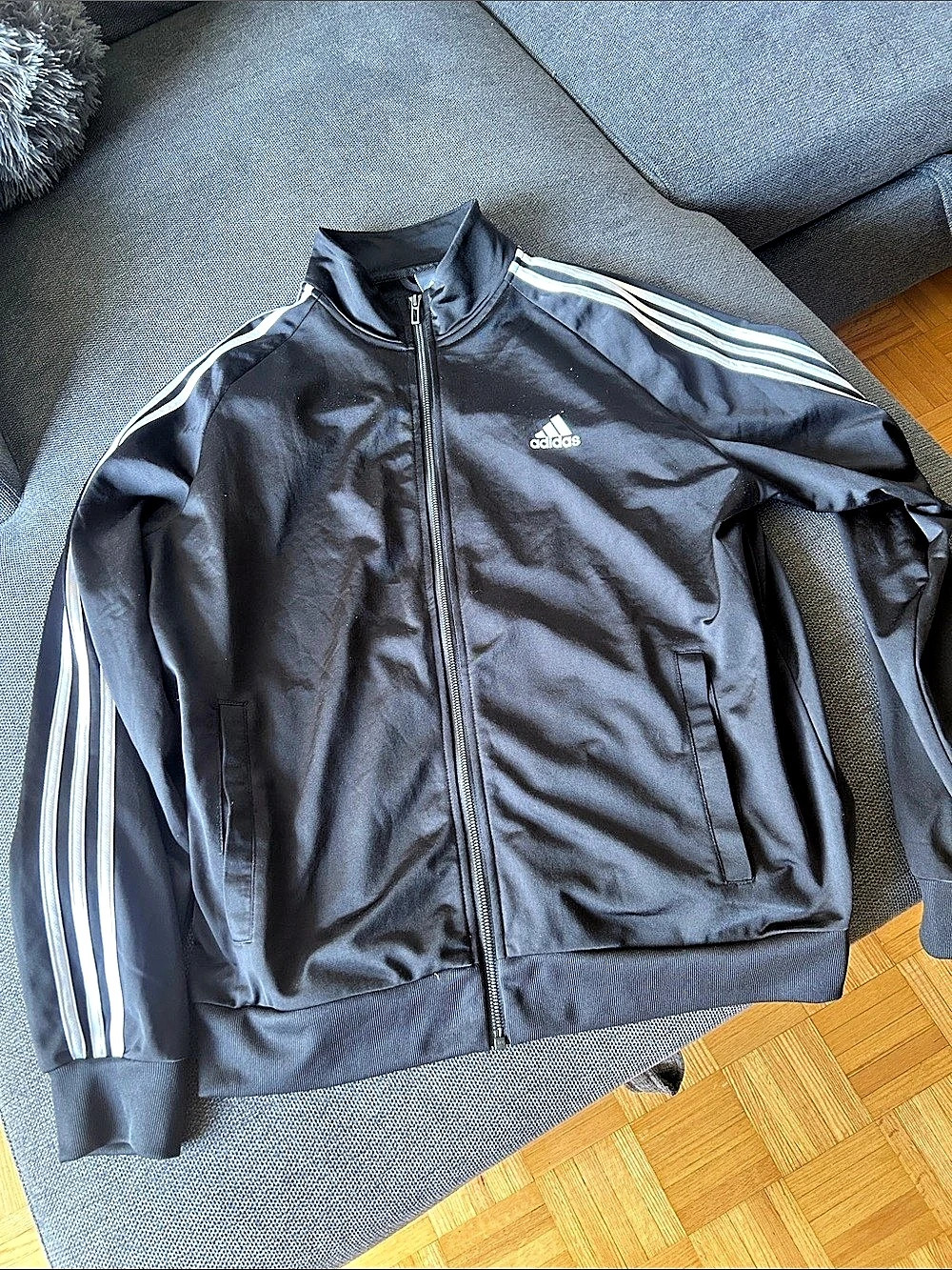 adidas Essentials 3-Stripes Track Jacket Men's Black & White Size Large
